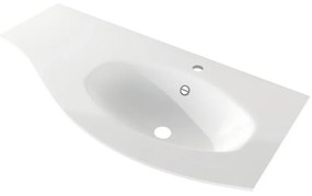 Lavabo integrale tondo L 104 x H 16 x P 52 cm in resina bianco