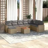 Set Divano da Giardino 9 pz con Cuscini Beige Misto Polyrattan 3257032