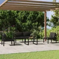 Set Divani da Giardino 5 pz con Cuscini in Alluminio Antracite cod mxl 40992