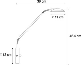 Lampada da parete moderna in acciaio con LED - Eva