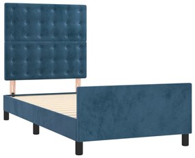 Giroletto con testiera blu scuro 80x200 cm in velluto