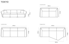 Divano nero con rivestimento in velluto 206 cm Tokyo – Cosmopolitan Design