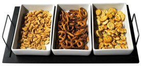 Set di 3 ciotole con vassoio TORO in ceramica e legno