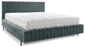 Letto matrimoniale imbottito color petrolio con contenitore e rete inclusi 180x200 cm Plissa – ELTAP