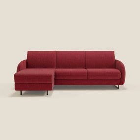 Ninfea Divano Letto Angolare con Penisola Contenitore e Materasso H18 cm - piedini in metallo e Tessuto impermeabile T03