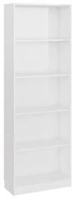 Libreria a 5 ripiani bianco lucido 60x24x175 cm in truciolato