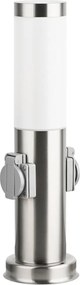 Brilagi - Lampada da esterno con 2 prese SCHUKO integrate, 1x E27/15W/230V, 40 cm, IP44, finitura cromata