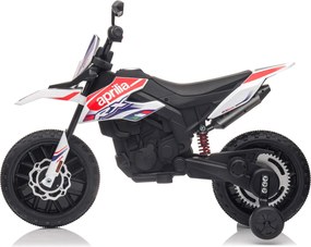 Moto Elettrica per Bambini 12V con Licenza Aprilia RX-125 Motocross Bianca...