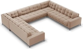 Divano angolare Bali 9 posti in velluto con gambe nere - L327 x l256 x h75