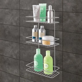 Mensola da bagno da appendere/senza foratura color argento lucido in acciaio Luxy – Metaltex
