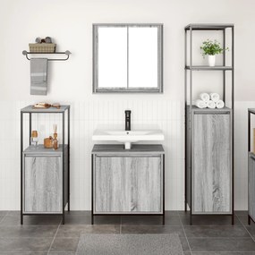 Set di mobili da bagno a 3 pezzi  in legno ingegnerizzato grigio sonoma
