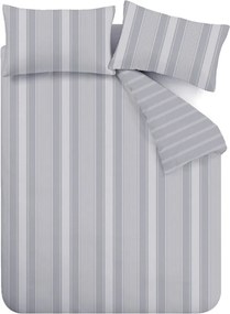 Biancheria da letto singola in flanella grigia 135x200 cm Ticking Stripe - Bianca