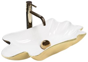 Lavabo da appoggio REA Sea White Gold + Tappo Click-Clack