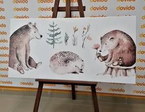 Quadro su tela – Animali nel bosco che si rilassano