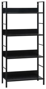 Scaffale Libri 4 Ripiani Nero 60x27,6x124,5cm Legno Multistrato /