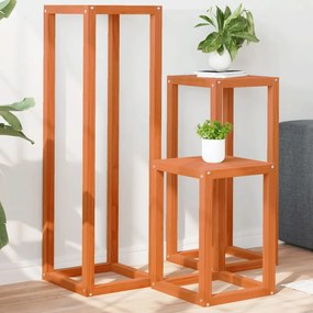 Supporti Per Piante 3 Pz Marrone Cera İn Legno Massello Di Pino /