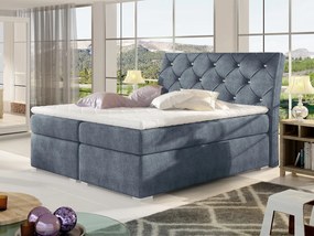 Letto matrimoniale boxspring Missouri - 180 x 200 cm , Tessuto azzurro