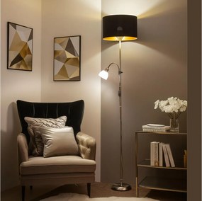 Brilagi - Lampada da terra CERIA 1xE27/100W/230V + 1xE14/25W cromo opaco/nero