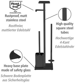 Porta carta igienica nero con spazzola in acciaio inox Debar - Wenko