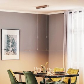 Lampada a sospensione Quitani LED Tolu, nichel, lunghezza 178 cm