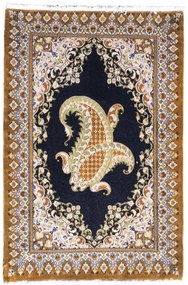 Ghom Tappeto 80x120 Blu (Iran) Annodato A Mano