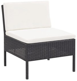 Set divani da giardino 3 pz con cuscini in polyrattan nero