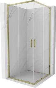 Mexen Exo-S Duo cabina doccia quadrata scorrevole 100 x 100 cm, trasparente, dorata - 8111-100-100-50-00