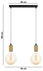 Lampadario a sospensione con filo MIROS 2xE27/60W/230V nero/oro