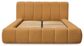 Letto matrimoniale imbottito color senape contenitore e rete inclusi 160x200 cm Denali - Bobochic Paris