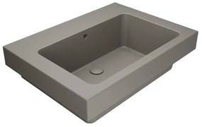 Lavabo da incasso con bordo a vista rettangolare vasca centrale Alaqua L 70 x H 25 x P 21 cm in ceramica beige opaco