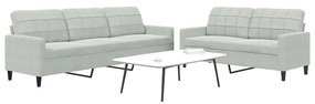 Set Di Divani 2 Pz Con Cuscini Grigio Chiaro İn Velluto /