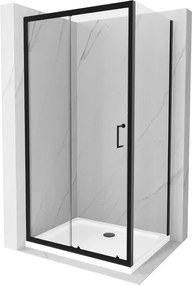 Mexen Apia cabina doccia scorrevole 90 x 70 cm, trasparente, nero + piatto Flat, bianco - 840-090-070-70-00-4010B