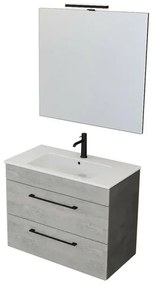 Mobile bagno sospeso 80 cm Smart grigio legno/lava con specchio