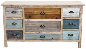 COLORWOOD - cassettiera nove cassetti in legno colorato da 130 cm