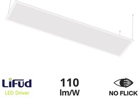 Pannello LED a Sospensione 120x30 40W IP40 No-Flickering - LIFUD Driver Colore Bianco Freddo 6.000K