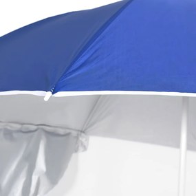 Ombrellone da Spiaggia con Teli Laterali Blu 215 cm