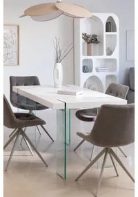 Tavolo Da Pranzo Rettangolare In Mdf E Gambe In Vetro Kali Legno Bianco & 140 X 80 Cm - Sklum