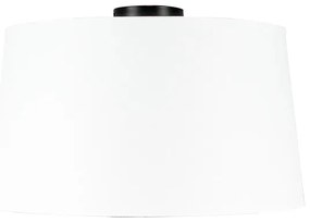 Plafoniera nero opaco con paralume bianco 45 cm - Combi