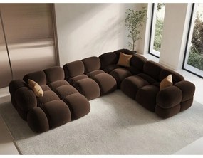 Divano angolare marrone scuro (con penisola a destra/a U) con rivestimento in velluto Loretto – Cosmopolitan Design