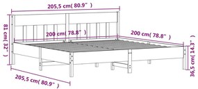 Giroletto con Testiera Marrone Cera 200x200 cm Massello Pino