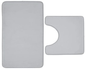 Set di tappetini per il bagno grigio chiaro in memory foam 2 pz per WC 50x80 cm Anti-Bacterial – Catherine Lansfield