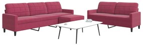 Set Di Divani 3 Pz Con Cuscini Rosso Vino İn Velluto /