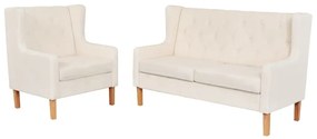 Set Divani 2 Pz İn Tessuto Bianco Crema /