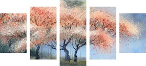Quadri 5 pezzi – Alberi fioriti ad acquerello