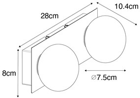 Applique da parete oro 28 cm IP44 2 luci con interruttore - Cederic