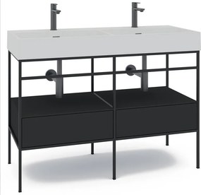 Mobile bagno da terra con lavabo L 120 x H 89 x P 45.5 cm nero 2 cassetti per doppia vasca Outline