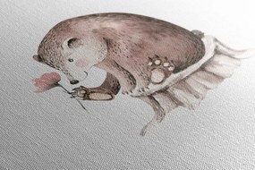 Quadro su tela – Orsetto con fiore