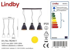 Lindby - Lampadario a sospensione con filo IBU 3xE27/60W/230V