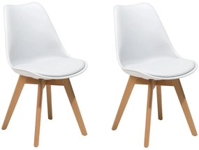 Set di 2 sedie in plastica bianca e legno naturale DAKOTA II Beliani