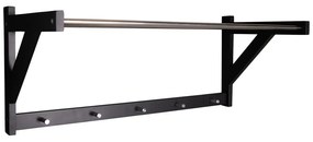 Appendiabiti da parete nero in legno di pioppo con mensola Padova - House Nordic